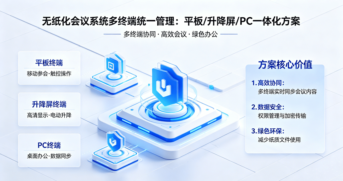 无纸化会议系统多终端统一管理：平板/升降屏/PC一体化方案