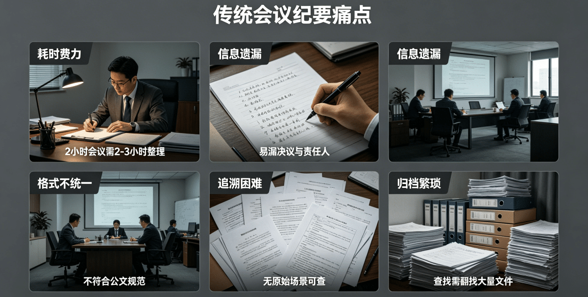 传统会议纪要痛点