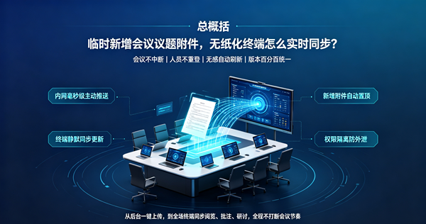 临时新增会议议题附件，无纸化会议终端怎么实时同步？